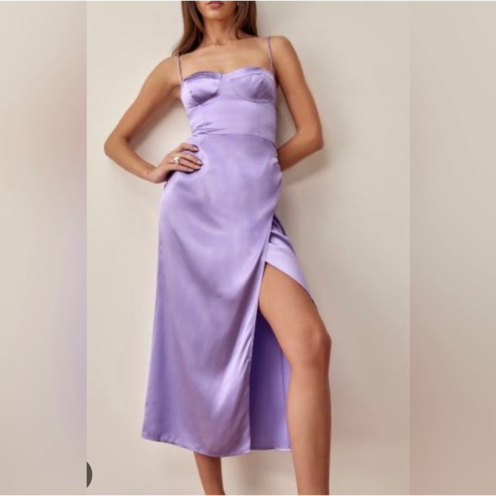 Reformation Marguerite Silk Midi dress 0 lilac purple cocktail wedding feminine - Picture 1 of 8